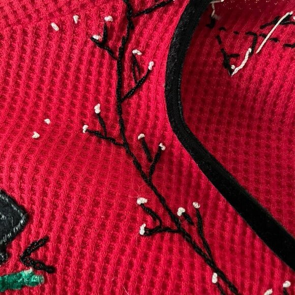 Y2k Vintage Susan Bristol Womens Christmas Cardigan Sz PM Red Button Snowmen - Picture 9 of 10
